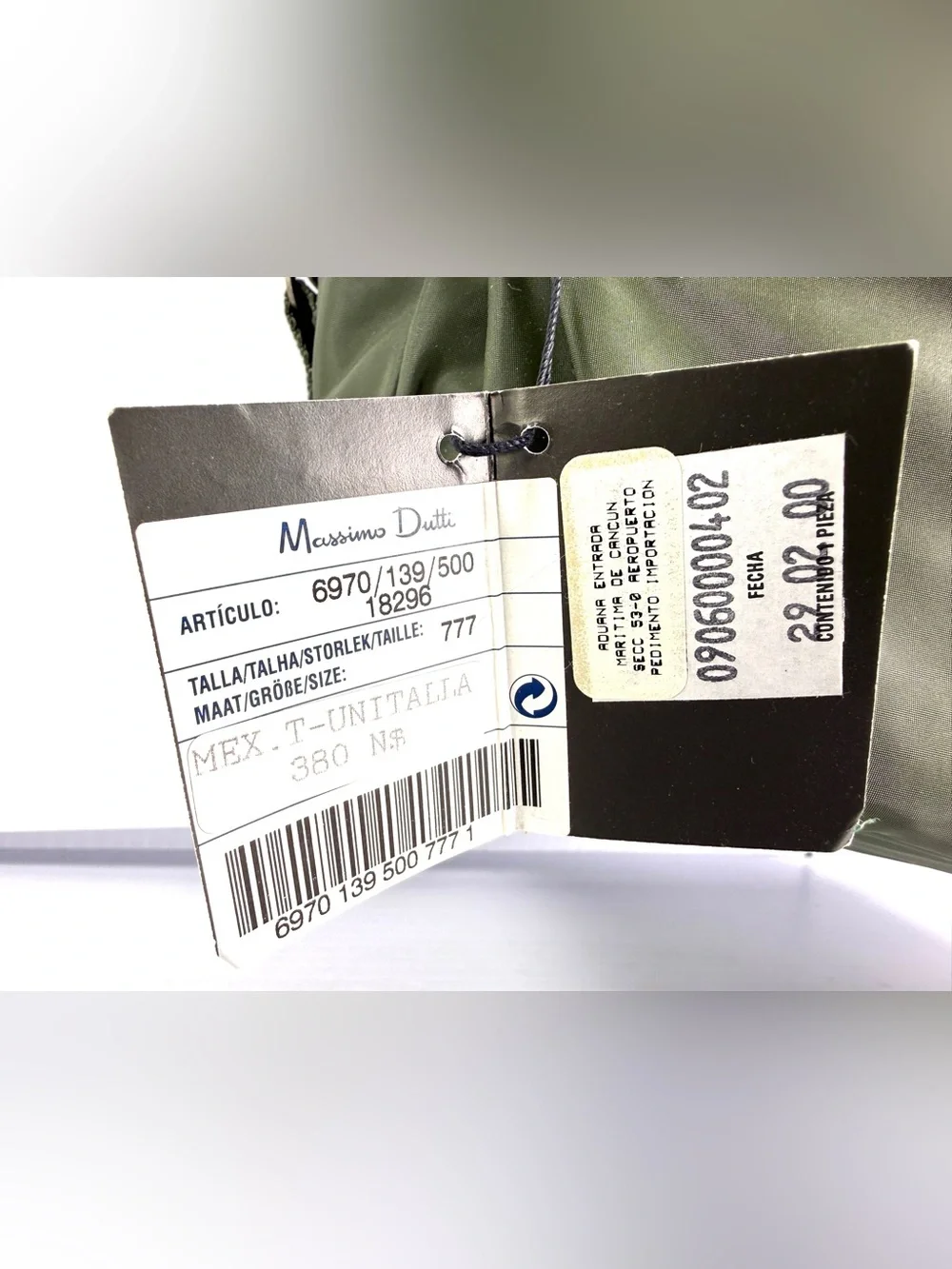Massimo Dutti Olive Green Nylon Accessory Bag